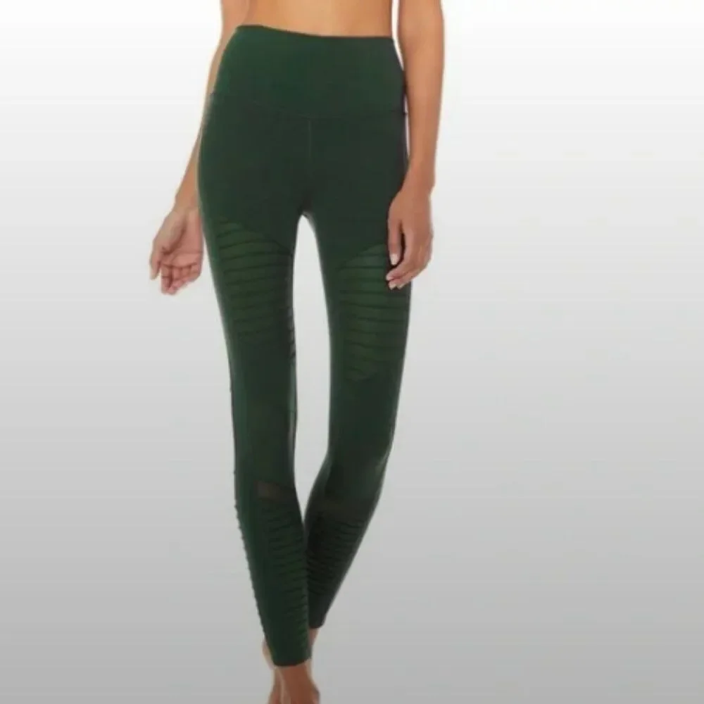 ALO YOGA High Waist Moto Leggings Green Size XS